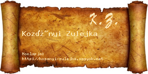 Kozányi Zulejka névjegykártya